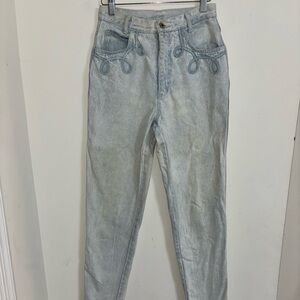 Vintage filippo Pleated Jeans Women 7/8 Medium Blue Denim High Rise Mom 80’s Y2K